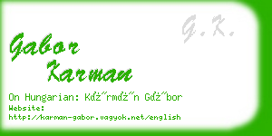 gabor karman business card